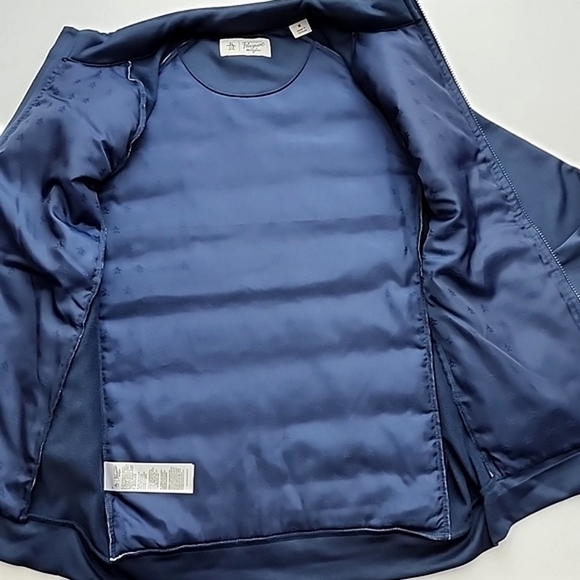 Original Penguin Mixed Media 70's Jacket Insulate Quilted Water Resist Navy Sz M - Picture 8 of 12